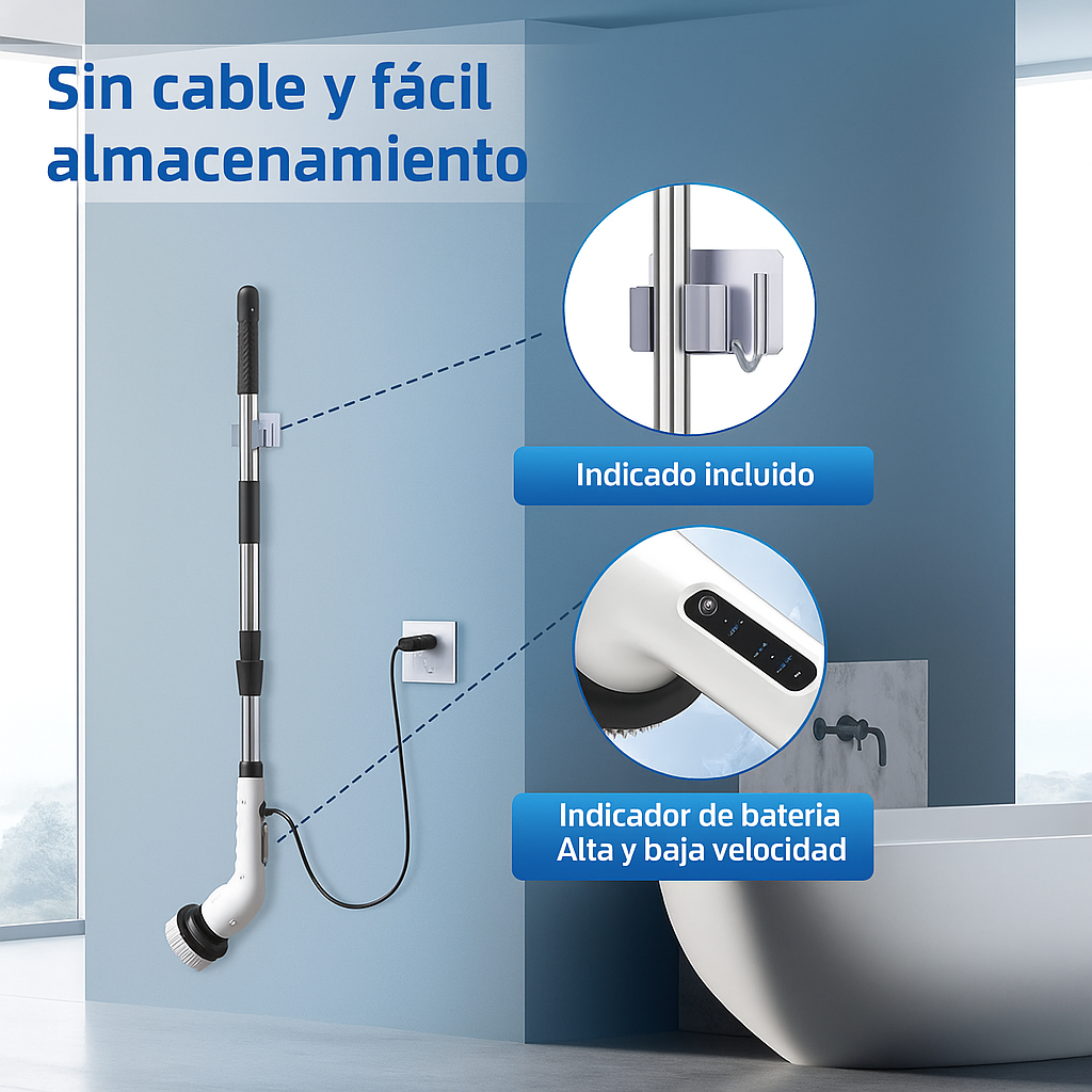 CEPILLO DE LIMPIEZA ELÉCTRICO GIRATORIO 8 EN 1
