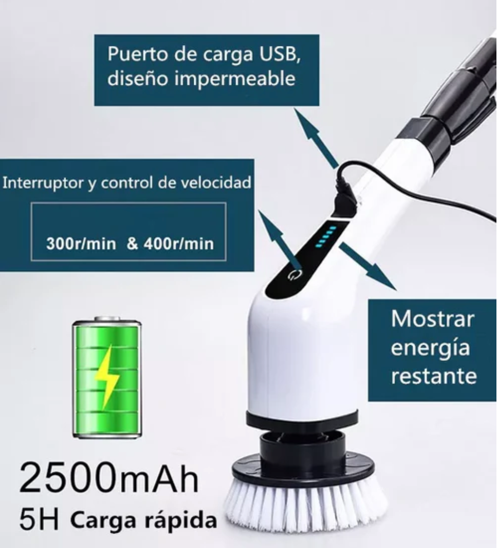 CEPILLO DE LIMPIEZA ELÉCTRICO GIRATORIO 8 EN 1