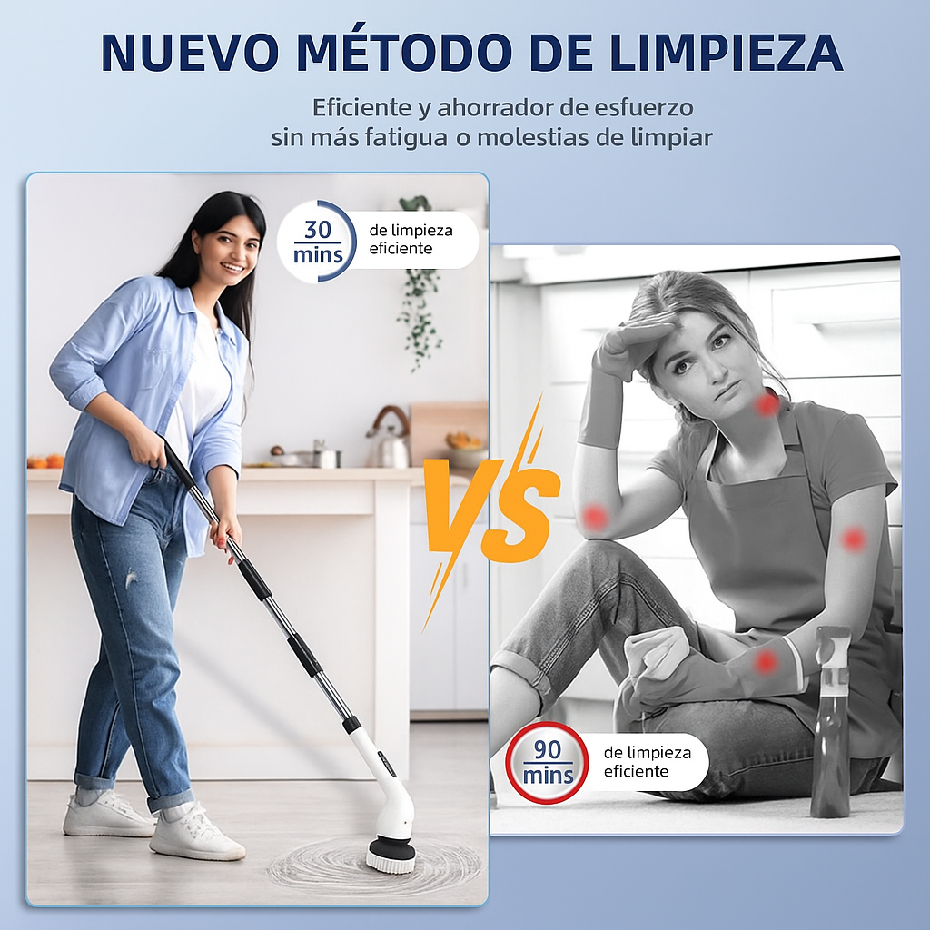 CEPILLO DE LIMPIEZA ELÉCTRICO GIRATORIO 8 EN 1